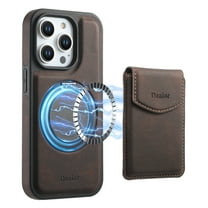 for iPhone 15 Pro Max Wallet Card Phone Case PU Leather, 2 in 1 Detachable,Compatible with MagSafe,with Card Holder, PU Leather Kickstand Card Slots Shockproof Rugged Phone Case,Brown