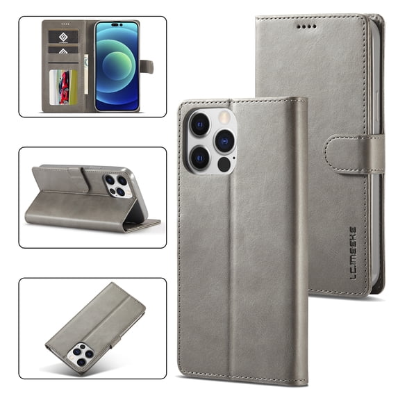 iPhone 15 Pro Max Wallet Case for Apple iPhone 15 Pro Max Premium Luxury PU Leather Wallet Flip Magnetic Clasp Cover Retro 15 Pro Max Case Credit Card Holder Kickstand Shockproof Case,
Gray