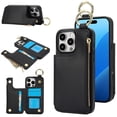thumbnail image 1 of for iPhone 15 Pro Max Wallet Case with Card Holders for Women Girls, Zipper Protective PU Leather Case with Finger Ring RFID Protective Kickstand for iPhone 15 Pro Max, Black, 1 of 8