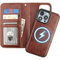 thumbnail image 1 of for iPhone 15 Pro Max Wallet Case Compatible with MagSafe Wireless Charging, RFID Blocking Magnetic Leather Case with Card Slots Holder Kickstand Detachable Wrist Strap 6.7 Inch (Brown), 1 of 16