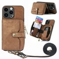 thumbnail image 1 of for iPhone 15 Pro Max Wallet Case, Crossbody Phone Purse with Card Holder for Women, Zipper PU Leather Carrying Cover Gift with Shoulder Strap Kickstand Anti-drop for iPhone 15 Pro Max - Brown, 1 of 10
