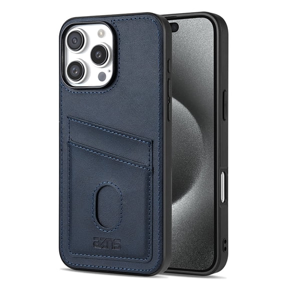 for iPhone 15 Pro Max Wallet Case, Men's Luxury Elegant PU Leather with Card Holder Slots Flexible Bumper Rugged Non-Slip Grip Shockproof Cover Phone Cases for iPhone 15 Pro Max,Blue