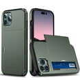 thumbnail image 1 of for iPhone 15 Pro Max Wallet Case with Sliding Door Hidden Pocket Credit Card Holder Dual Layer Heavy Duty Shockproof Hard PC Hybrid TPU Phone Flip Protective Cover for iPhone 15 Pro Max, Army Green, 1 of 8