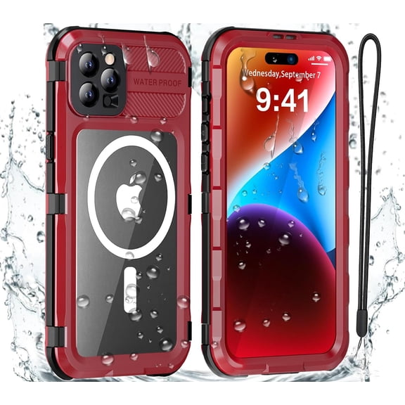 for iPhone 15 Pro Max Waterproof Case Compatible with MagSafe, Metal Heavy Duty IP68 Underwater Case Built-in Screen Protector, Military Grade Shockproof Rugged Protective Cover 6.7 inch