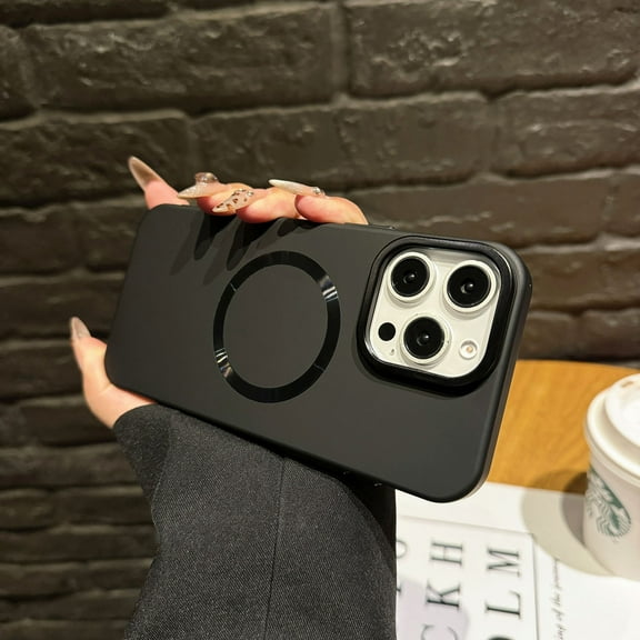 for iPhone 15 Pro PC Back Case, Luxury Anti-Scratch Drop Protective Shockproof Lightweight Magsafe Camera Frame Bracket Ultra Slim Protective Phone Case Cover for iPhone 15 Pro, Black