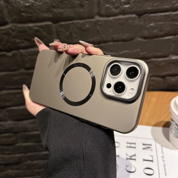 for iPhone 15 Pro PC Back Case, Luxury Anti-Scratch Drop Protective Shockproof Lightweight Magsafe Camera Frame Bracket Ultra Slim Protective Phone Case Cover for iPhone 15 Pro, Gray