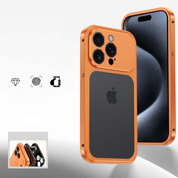 For iPhone 15 Pro Phone Case,2-in-1 Snap Buckle Switch,No Back Design,Heat Dissipation Shockproof Anti-fall Drop Protection,With Camera Protector,Anti-Scratch Rugged Phone Case,Orange