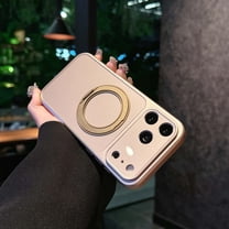 For iPhone 15 Pro Phone Case,Built-in Lens Camera Protector,With 360° Rotatable Ring Kickstand,Compatible with Mag-Safe,Anti-fingerprint Matte Back,Shockproof Anti-fall Phone Case,Gold