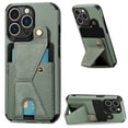 thumbnail image 1 of for iPhone 15 Pro Phone Case Card Holder, Card Pocket for Back of Phone, PU Leather Wallet Magnetic Kickstand Credit Card Holder Phone Case Compatible with iPhone 15 Pro 6.1 inch, Green, 1 of 7