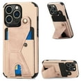 thumbnail image 1 of for iPhone 15 Pro Phone Case Card Holder, Card Pocket for Back of Phone, PU Leather Wallet Magnetic Kickstand Credit Card Holder Phone Case Compatible with iPhone 15 Pro 6.1 inch, Khaki, 1 of 7