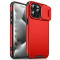 thumbnail image 1 of for iPhone 15 Pro Phone Case: Shockproof Protective Rugged Phone Cover with Camera Lens Slide | Drop Proof Military-Grade Protection TPU Hybrid Bumper Cases for iPhone 15 Pro,Red, 1 of 9