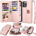 thumbnail image 1 of iPhone 15 / iPhone 15 Pro / iPhone 15 Plus / iPhone 15 Pro Max Wallet Case Cover, Pu Leather ID Cash Credit Card Slots Holder Carrying Folio Flip Cover [Detachable Magnetic Hard Case] Kickstand, 1 of 7
