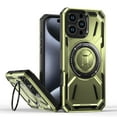 thumbnail image 1 of for iPhone 15 Pro Rugged Case with Rotate Ring Stand, [Built-in Kickstand] [Military-Grade Drop Protection] Heavy Duty Rugged Phone Cover Support Wireless Charging for iPhone 15 Pro, Green, 1 of 6