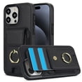 thumbnail image 1 of For iPhone 15 Pro Wallet Case with Card Holder, 360°Rotation Ring Holder Kickstand, 4 Card Slots PU Leather Case, RFID Blocking Magnetic Clasp Protective Cover,Black, 1 of 16