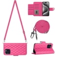 thumbnail image 1 of for iPhone 15 Pro Wallet Case, Elegant Card Holder Cash Slot PU Leather Kickstand Shoulder Strap Shockproof Protective Flip Women Girls Case Cover for iPhone 15 Pro, Rose, 1 of 6