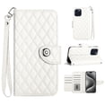 thumbnail image 1 of for iPhone 15 Pro Wallet Case, Elegant Card Holder Cash Slot PU Leather Kickstand Wrist Strap Wallet Shockproof Protective Flip Women Girls Case Cover for iPhone 15 Pro, White, 1 of 7