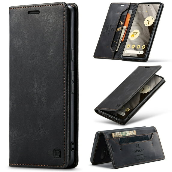 for iPhone 15 Pro Wallet Case, Premium PU Leather Flip Case with Card Slots Holder RFID Blocking Stand, Shockproof TPU Inner Shell Magnetic Protective Folio Cover for 6.7 Inch,Black