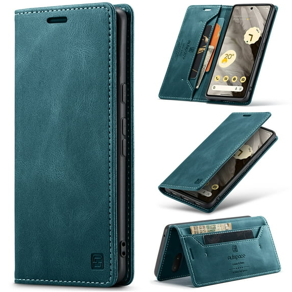 for iPhone 15 Pro Wallet Case, Premium PU Leather Flip Case with Card Slots Holder RFID Blocking Stand, Shockproof TPU Inner Shell Magnetic Protective Folio Cover for 6.7 Inch,Blue