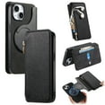 thumbnail image 1 of For iPhone 15 Pro Wallet Case with RFID Blocking Card Holder Magnetic Closure  [Compatible with MagSafe] Detachable Zipper Pocket PU Leather Flip Kickstand Shockproof Case,Black, 1 of 9