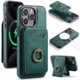 thumbnail image 1 of for iPhone 15 Pro Wallet Case with Removable Card Holder, 360° Rotation Ring Kickstand RFID Blocking PU Leather Magnetic Clasp Shockproof Rugged Phone Case Cover for Women Men,Green, 1 of 10