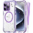 thumbnail image 1 of for iPhone 15 Pro Waterproof Case, [Built-in Lens & Screen Protector] [IP68 Underwater] [15FT Military Shockproof], Frosted Back Full Body Protection 15 Pro Phone Case 6.1", Purple, 1 of 12