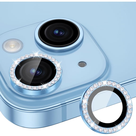 Zjrui for iPhone 15 Pro/iPhone 15 Pro Max Camera Lens Protector, HD Tempered Bling Diamond Camera Cover 1pcs-Pink