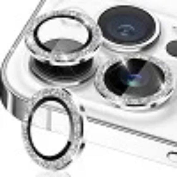 iPhone 15 Pro/iPhone 15 Pro Max Camera Lens Protector, HD Tempered Bling Diamond Camera Cover 1pcs-Silver