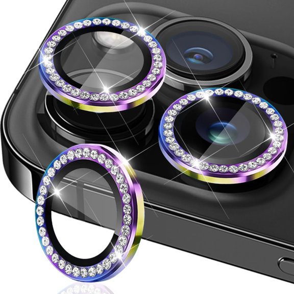 iPhone 15 Pro/iPhone 15 Pro Max Camera Lens Protector, HD Tempered Bling Diamond Camera Cover 1pcs-Silver