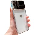thumbnail image 1 of for iPhone 15 ProMax with Camera Lens Protector Luxury Electroplated iPhone 15 Pro Max Case for Women Soft TPU Shockproof Protective Slim Fit Cute Clear Heart Phone Case 6.7” (Silver), 1 of 8