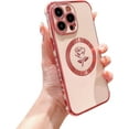thumbnail image 1 of for iPhone 15 ProMax Case Compatible with MagSafe Cute Rose Flower Magnetic Phone Case for Women Luxury Plating Camera Lens Cover Soft Silicone Shockproof 15 Pro Max Case 6.7" (Pink), 1 of 12