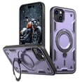 thumbnail image 1 of for iPhone 15 Slim Thin Case, Compatible with Magsafe Bracket 360 Rotating Ring Kickstand Hybrid Drop Protective TPU+PC Anti-Fall Durable Phone Cover for iPhone 15, Purple, 1 of 1