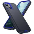 thumbnail image 1 of for iPhone 15 Ultra Slim Phone Case, Hybrid Hard PC Back + Silicone EVA Shockproof Protective Dustproof Non-Slip Heavy Duty Rugged Phone Case Cover for iPhone 15, Blue+Blue, 1 of 7
