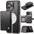 thumbnail image 1 of for iPhone 15 Wallet Case with Detachable Magnetic Card Holder, PU Leather + TPU, RFID Blocking Kickstand 2-in-1 Shockproof Drop Protective Phone Case with Magnetic Buckle, Black, 1 of 12