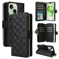 thumbnail image 1 of for iPhone 15 Wallet Case, Multi-Functional Zipper Purse Case, with Flip Stand Card Holder PU Leather Phone Cover with Lanyard & Wrist Strap for iPhone 15, Black, 1 of 10