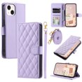 thumbnail image 1 of for iPhone 15 Wallet Case, Premium PU Leather Magnetic Flip Folio Case with Wrist Strap Credit Card Holder for Women Men Crossbody Strap Phone Case Cover for iPhone 15, Purple, 1 of 9