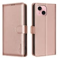 thumbnail image 1 of for iPhone 15 Wallet Case, with [RFID Blocking] Card Slots Strong Magnetic PU Leather Flip Fold Protective Adjustable Kickstand Phone Case for iPhone 15 - Rose Gold, 1 of 9