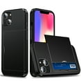 thumbnail image 1 of for iPhone 15 Wallet Case with Sliding Door Hidden Pocket Credit Card Holder Dual Layer Heavy Duty Shockproof Hard PC Hybrid TPU Phone Flip Protective Cover for iPhone 15, Black, 1 of 8