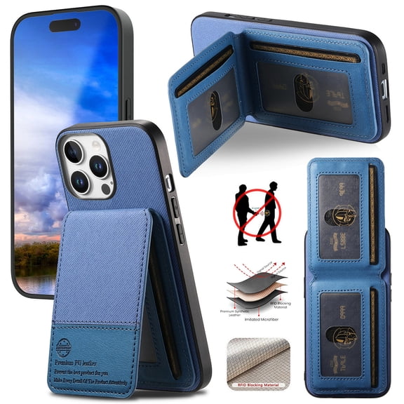 For iPhone 15 Wallet Phone Case,Twill Pattern Design,With Card Slots,Flip Premium PU Leather Magnetic Closure Kickstand Heavy Duty Protective Shockproof Rugged Phone Case,Blue