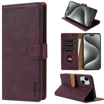 for iPhone 15 Wallet case with RFID Blocking Credit Card Holder,Flip Book Kickstand PU Leather Magnetic Closure Protective Cover Women Men for iPhone 15 Phone Case,Winered