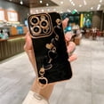 thumbnail image 1 of for iPhone 15 with Wrist Strap,Cute Love Heart Full Camera Lens Protection with Side Small Pattern Shockproof Plating Bumper Soft TPU Phone Case Cover For iPhone 15, Black, 1 of 8