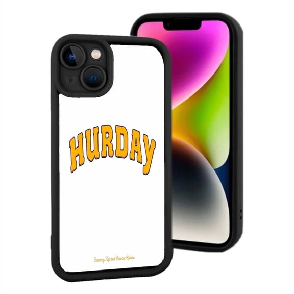 iPhone 15 Yellowing Resistant Lightweight Case - Bold ' HURDAY ' Design with ' Dancing Spirit & Peace Maker ' Text Stylish & Durable