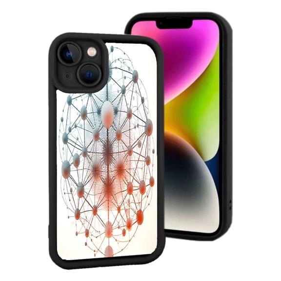 iPhone 15 Yellowing Resistant Lightweight Case - Colorful Abstract Design with Interconnected Nodes on Gradient Background