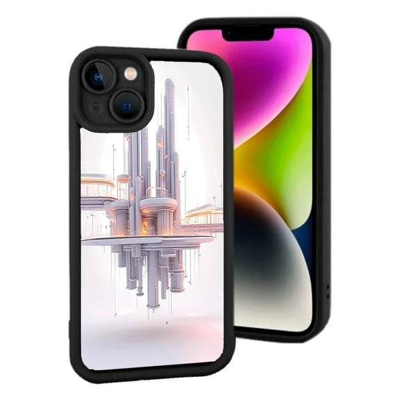 iPhone 15 Yellowing Resistant Lightweight Case - Futuristic Design with Sleek Curves & Soft Warm Lighting Perfect for Style & Protection