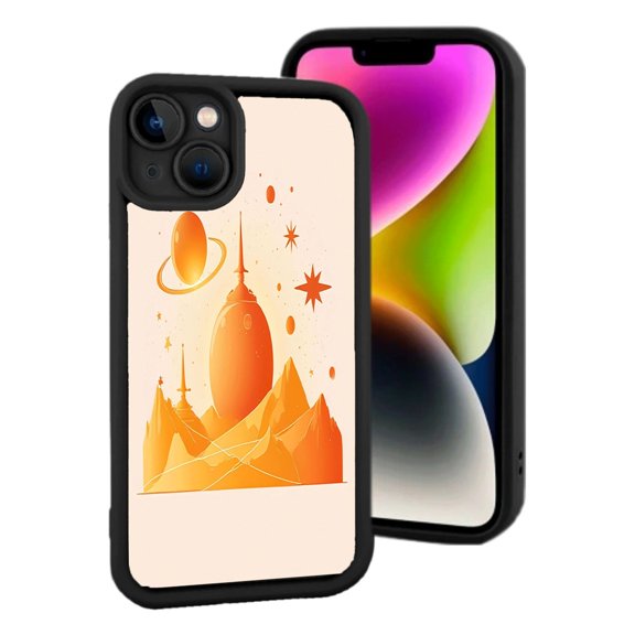 iPhone 15 Yellowing Resistant Lightweight Case - Futuristic Geometric Pattern Design Perfect for Space Exploration Enthusiasts