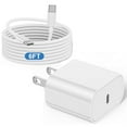 thumbnail image 1 of For iPhone 15 models 20W USB-C Super Fast Wall Charger Adapter Plug + 6FT USB-C to USB-C Cable Kit Compatible with [ iPhone 15, 15 Pro, 15 Pro Max, 15 Plus ] White, 1 of 5