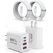 for iPhone 17 16 Charger,2Pack 10FT USB C to C Cable Cord 40W USB C iPhone Charger 4 Port PD&AC Charger Block Fast Charging Compatible with iPhone 17/17 Air/17 Pro/17 Pro Max/16 Pro