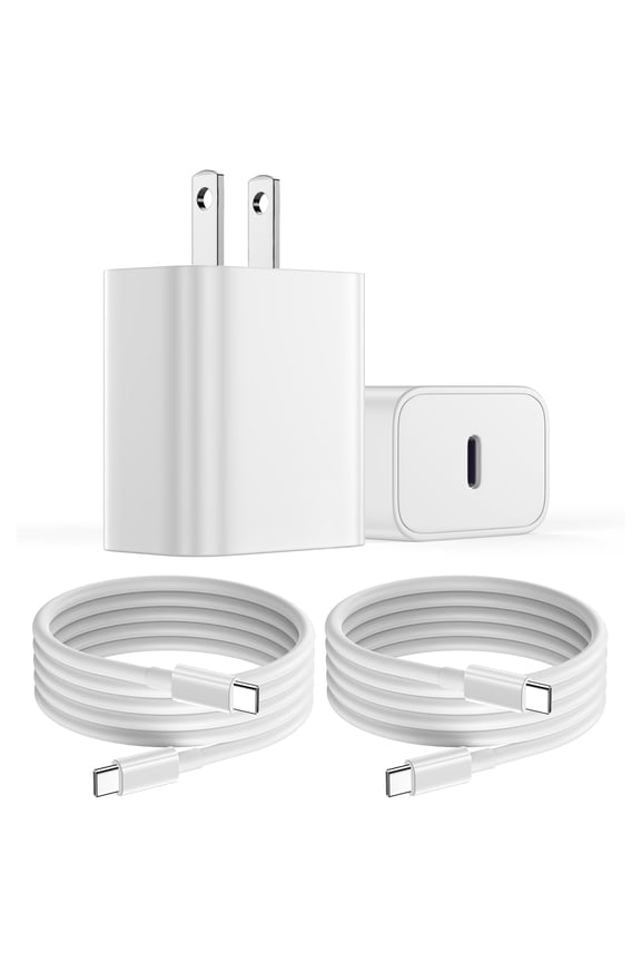 USB C Charger iPhone 17 16 15 Charger, [MFi Certified] 2 Pack 20W PD White Fast Charger Block with 6FT USB C Cable Compatible with iPhone 17/16/15, iPad, Galaxy, Android