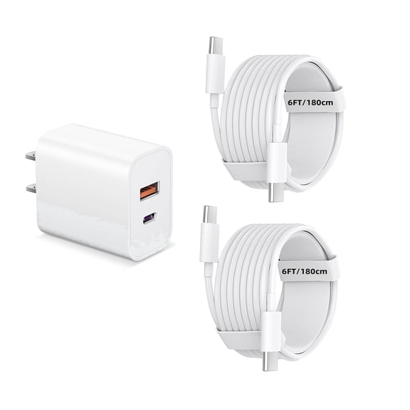 USB C Charger for i.Phone 16 Charger Fast Charging, Dual Port PD Power Adapter Wall Charger Block with 2Pack 6Ft USB C to USB C Cable for Phone 16/16 Pro/16 Pro Max/16 Plus/15 Pro/15 Pro Max/15 Plus
