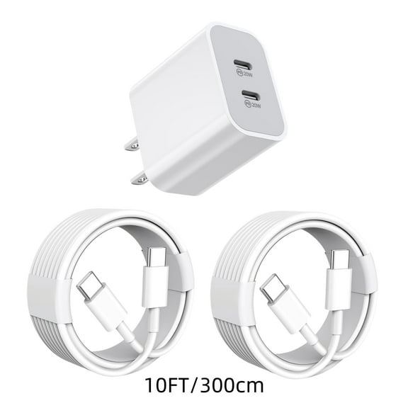 iPhone 16 15 Charger Fast Charging, 20W Dual Port USB C Charger Block with 10FT Long USB C Charging Cable Cord for iPhone 16 Pro Max/16 Pro/16/16 Plus, 15 Pro Max/15 Pro/15,iPad Pro/Air, Android Phon