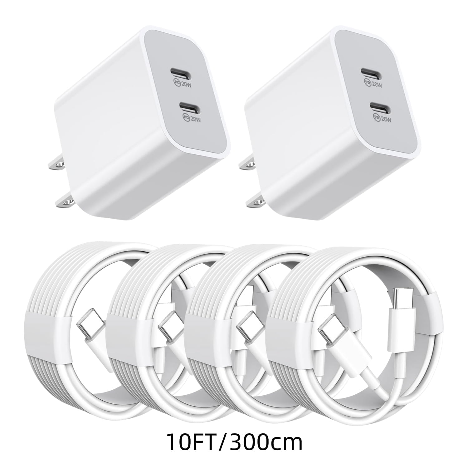 iPhone 16 15 Charger Fast Charging, 20W Dual Port USB C Charger Block with 10FT Long USB C Charging Cable Cord for iPhone 16 Pro Max/16 Pro/16/16 Plus, 15 Pro Max/15 Pro/15, Android Phone